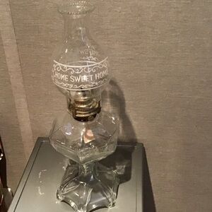 GlassKarosine Vintage Oil Lamp with 'Home Sweet Home' Chimney